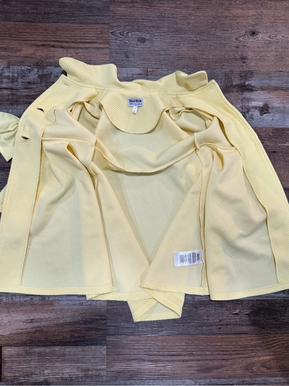 Blueberi Boulevard Toddler Girl Pastel Yellow Textured Coat Jacket Size 4